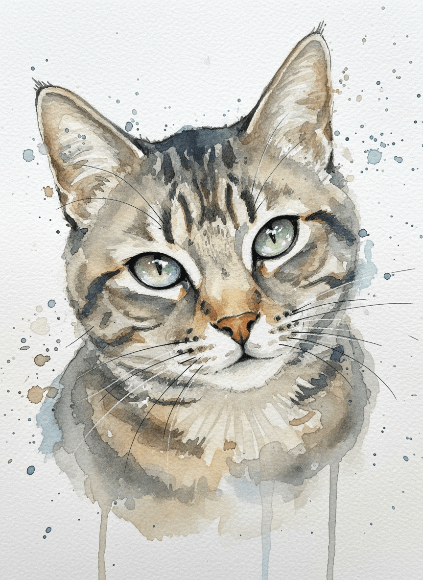 Tabby cat in Watercolor style